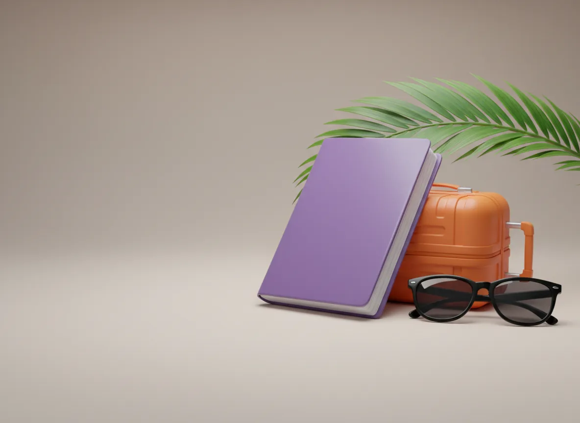 Passport, boarding pass and a small suitcase